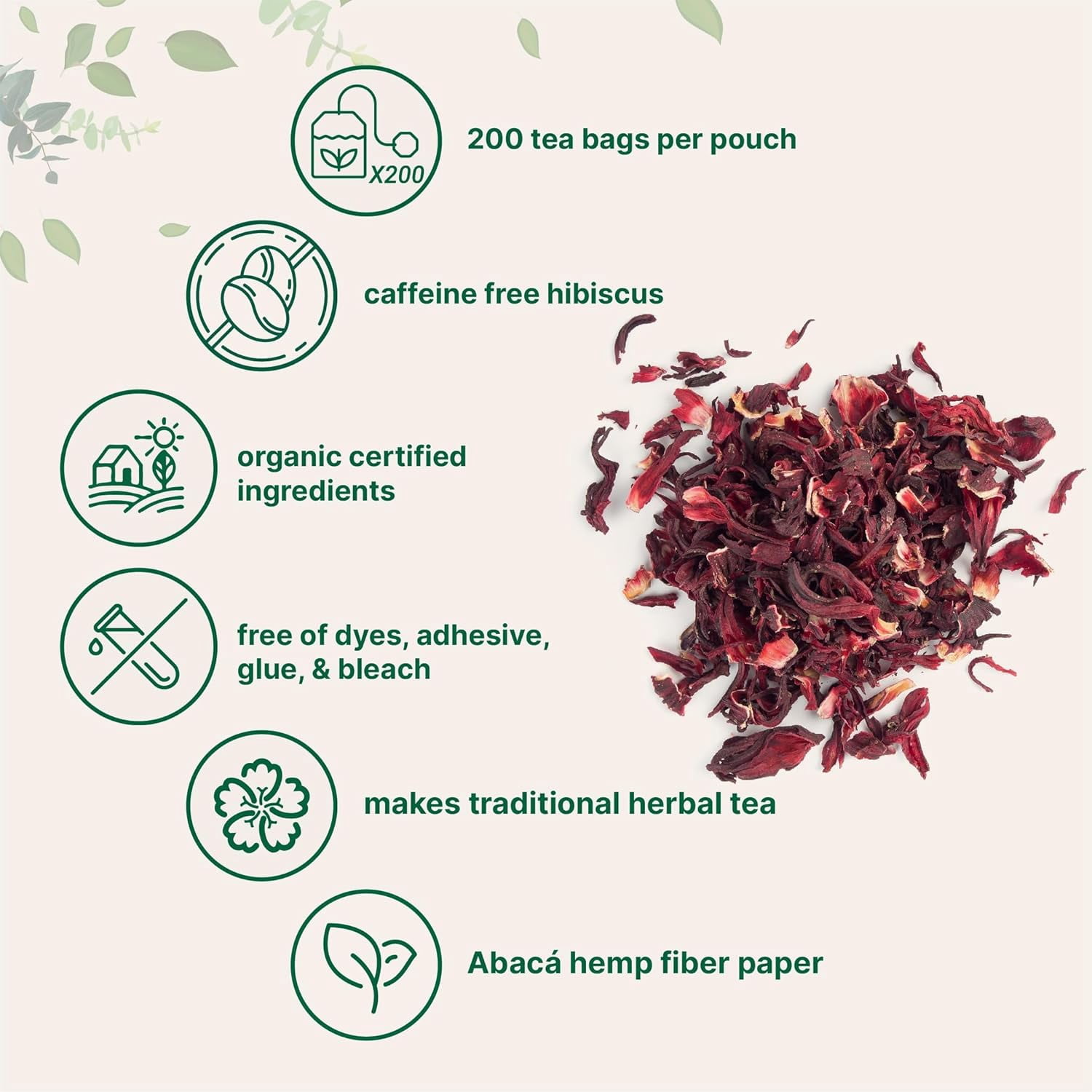 Micro Ingredients Organic Hibiscus Tea Bags, 200 Count | Caffeine Free Herbal Tea, Non-GMO, No Sugar