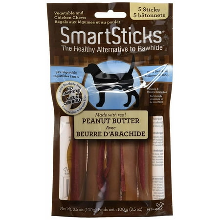 SmartBones SmartSticks With Real Peanut Butter 5 Count, Rawhide-Free Chews For (Best Real Butter Brands)