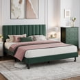 thumbnail image 5 of Bed Frame with Adjustable Headboard,Velvet Upholstered Platform Bed,Vertical Channel Tufted Design,Wooden Slat Support, No Box Spring Needed, Easy Assembly, 5 of 10