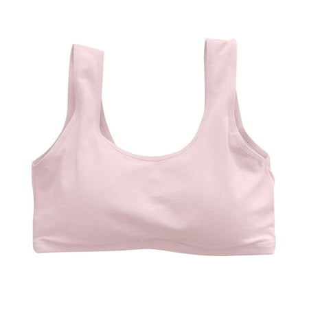 Girls Training Bras Comfort Padded Bralette Junior Tween Girl Everyday T-Shirt Bra Comfy Solid Underwear  Pink  Free Size