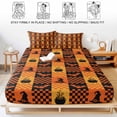 thumbnail image 5 of Twin XL Size Fitted Sheet Set - Halloween 2 Piece Bedding Sets 16" Deep Pocket Fitted Sheet with 1 Pillowcases, Orange Black Plaid Bat Gingham Spook Brushed Microfiber Hotel Luxury Bed Sheets, 5 of 9