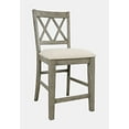 thumbnail image 3 of Jofran Telluride Rustic Distressed Pine Upholstered Counter Stool (Set of 2), 3 of 10
