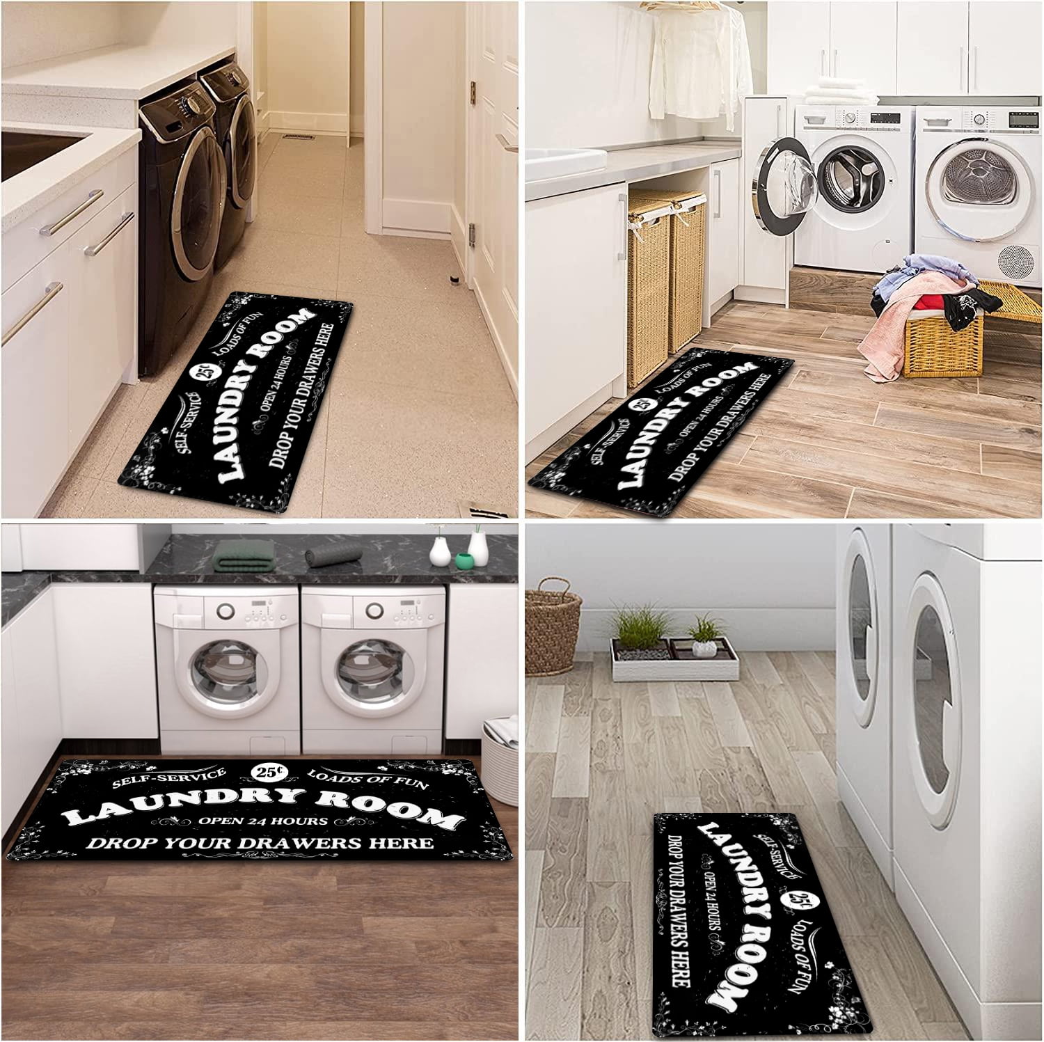 Laundry Room Rug Runner Stylish eyecy Non-Slip Laundry Room Rug 20"x59", Versatile, Waterproof Runner for Laundry Room, Kitchen, and Bathroom, Mudroom Decor and Farmhouse Charm