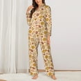 thumbnail image 2 of Lsque Fall Leaves Pattern Long Sleeve Pajama Set for Women - Soft 2-Piece Sleepwear and Loungewear Set with Pockets, Comfy Nightwear-Medium, 2 of 7