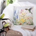 thumbnail image 3 of 18x18 Pillow Covers Set of 2, Floral Hummingbird Throw Pillow Covers Decorative Couch Cushion Case, Spring Watercolor Flowers Microfiber Square Pillowcases for Bedroom Car Living Room, 3 of 7