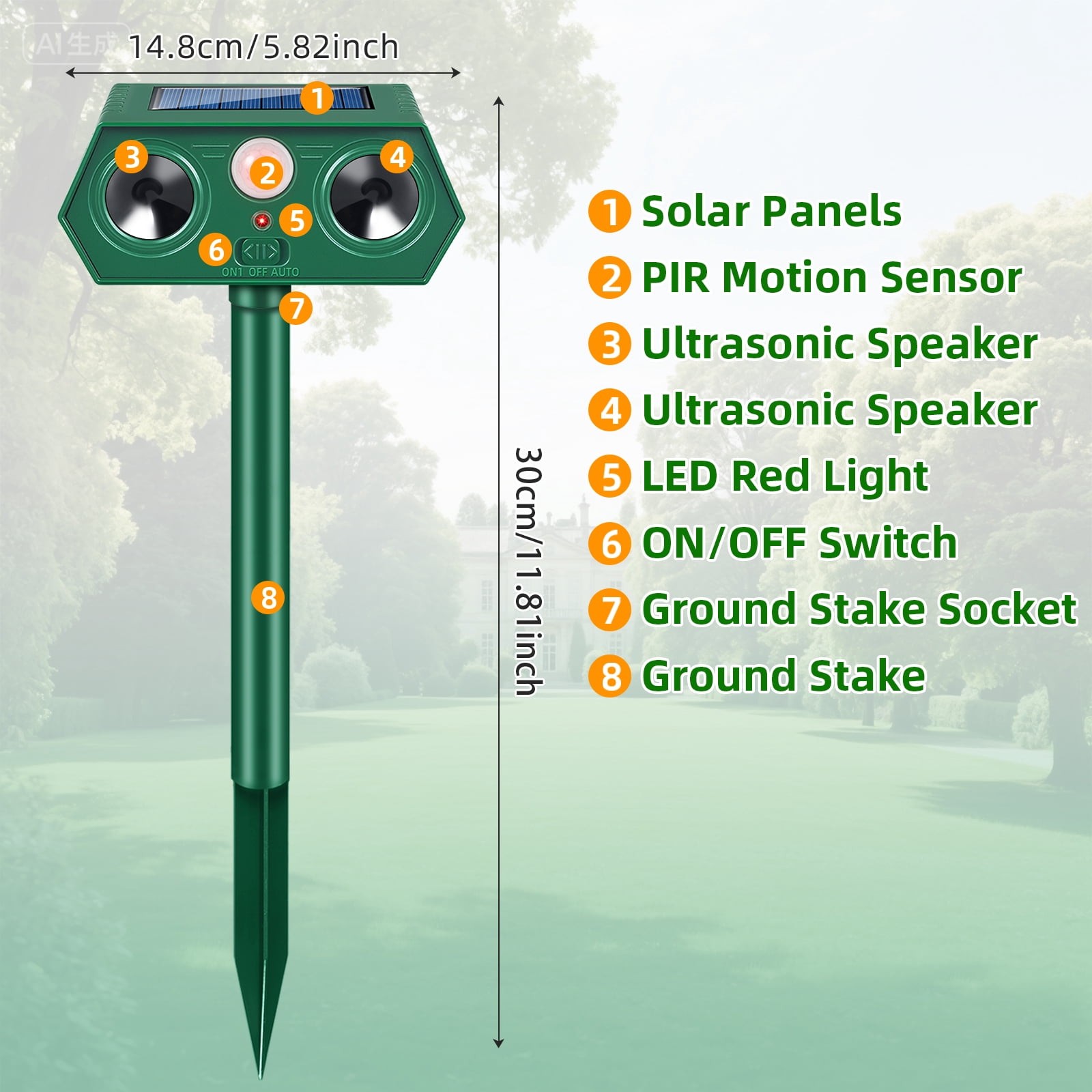 JahyElec Solar Ultrasonic Animal Repellent,4 Pack Cat Repeller Outdoor Deer Deterrent Devices with Motion Sensor to Raccoon Rabbit Dog Skunk with lP44 Waterproof for Yard Garden