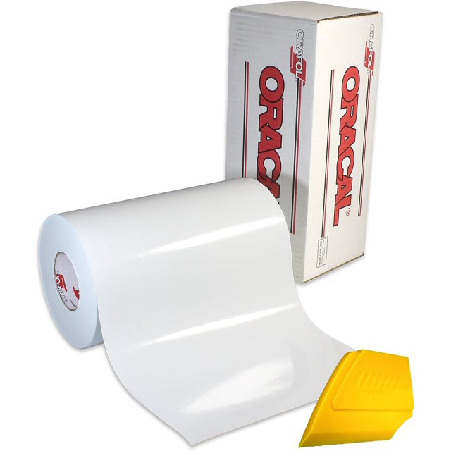 ORACAL 651 12 Inch x 10ft Gloss Vinyl Solvent-Based Adhesive-Backed Calendared Wrap Decals - White
