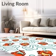 thumbnail image 2 of ODIKA 2'x3' Machine Washable Non-Slip Area Rug, Cheerful Fish Parade with Dancing Fins and Splashing Water Drops High Traffic Rug with Pad, Orange, 726038, 2 of 8