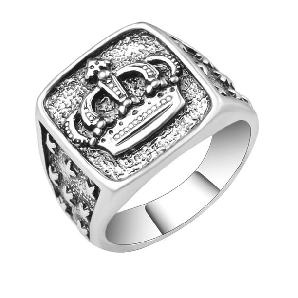 Kaboer Kaboer Punk New Arrival Silver Color Crown Signet Ring Men Carved Star Vintage Ring Male Jewelry Cool Unique Gift Drop Shipping Walmart Com Walmart Com