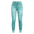 thumbnail image 5 of Favoffer Women's Imitation Denim Yoga Pants High Waist Tight Fit Hip Lifting Tummy Control Stretch Casual Trousers Outdoor Fitness Activewear, 5 of 7
