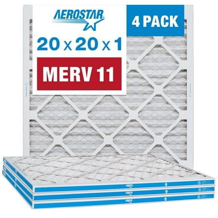 

Aerostar 20x20x1 MERV 11 Pleated Air Filter AC Furnace Air Filter 4 Pack