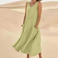 thumbnail image 1 of Liquidation des Offres du Jour! Robe Longue Unie Sans Manches Décontractée pour Femme avec Poches et Col en V, Robe de Soirée Élégante et Confortable, Parfaite pour les Fêtes d'Été Ou les Sorties Décontractées Soldes Aujourd'hui Liquidation!, 1 of 4