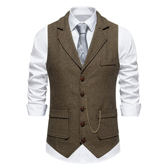 Mens Dress Suit Vests with Pockets 2025 Sleeveless Slim-Fit Waistcoats Button-Down Collared Solid Color Business Work Wedding Vest