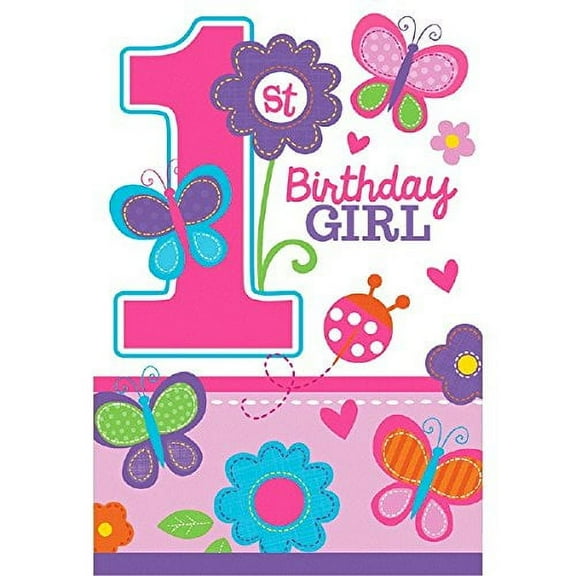 1st Birthday 'Sweet Girl' Invitation Set w/ Envelopes (8ct)