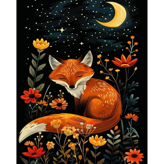 5D DIY Diamond Painting Kit (Adults) - "Fox" Beginner Diamond Art Kit, Full Circle Diamond Crafts, Home Wall Decor Gift