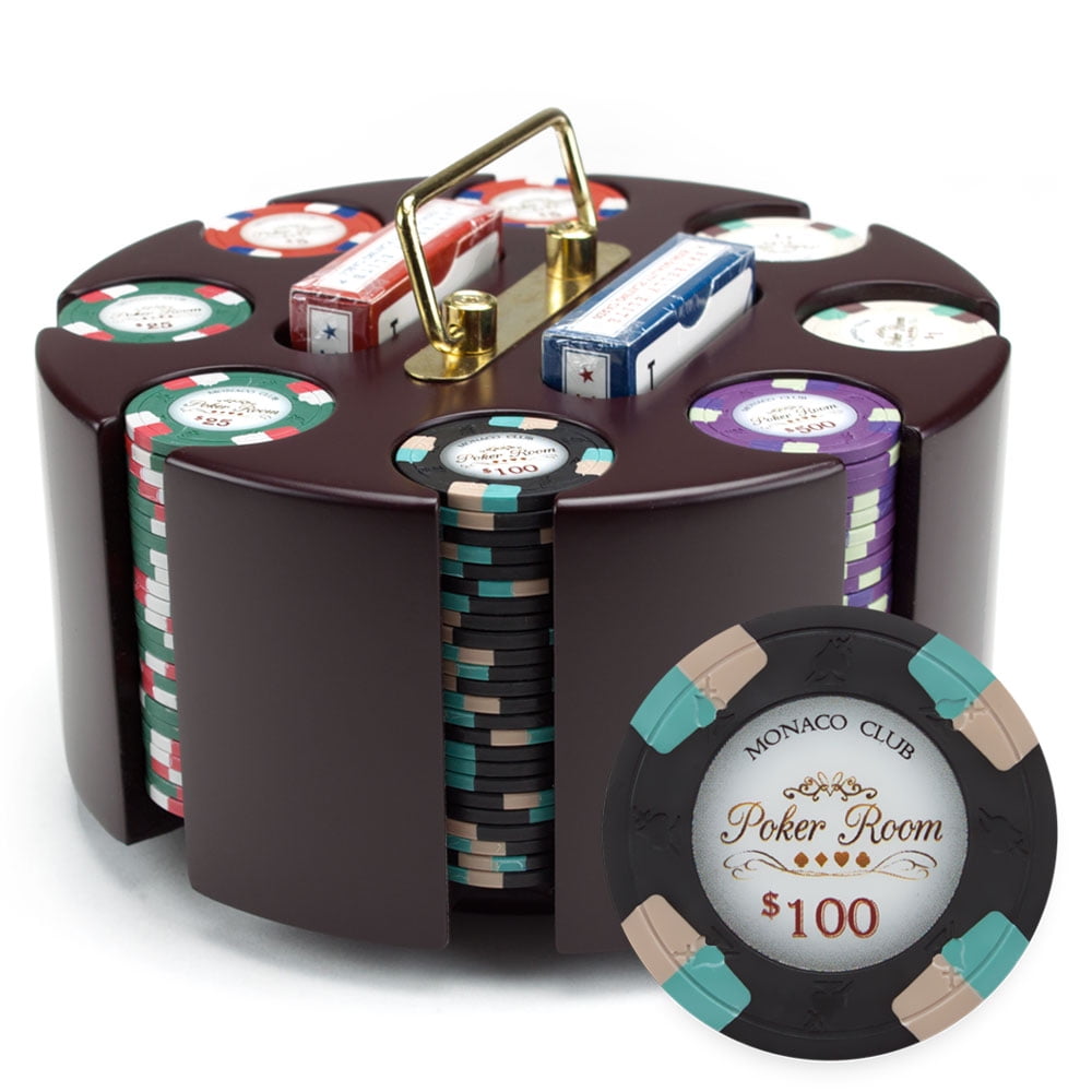 200 14 Gram Las Vegas Poker Chips & Wooden Carousel Set