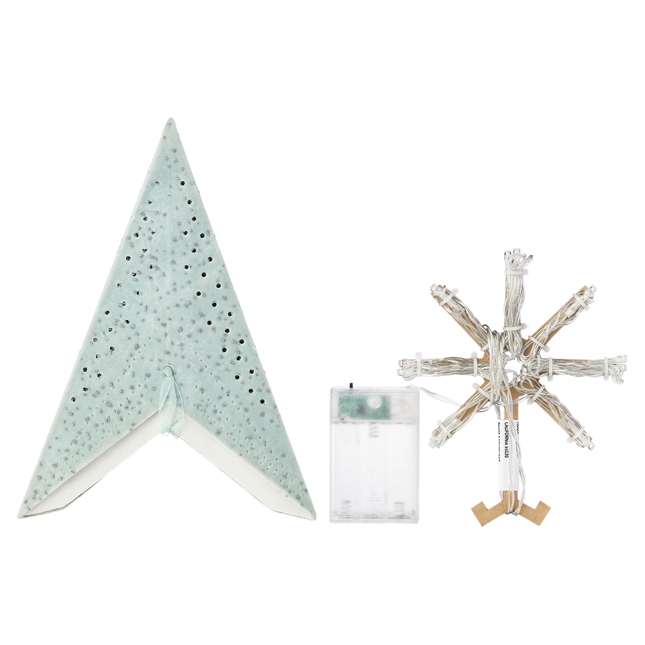Light-Up Blue Battery-Operated Flocked Star Christmas Hanging Decoration, 17", by Holiday Time