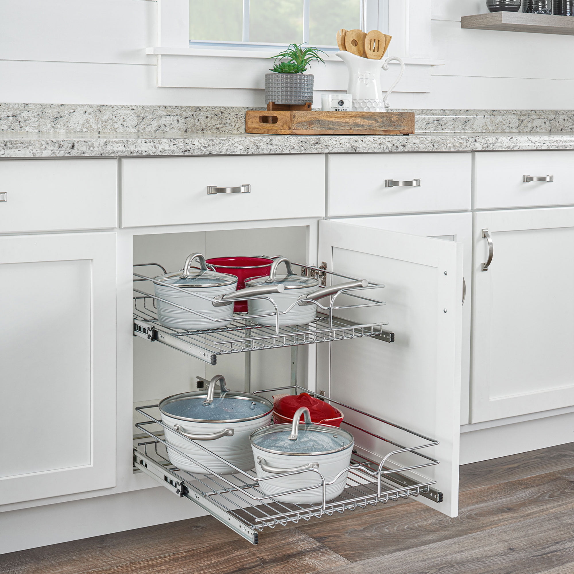 Rev-A-Shelf 5WB2-1822CR-1 18x22in 2-Tier Wire Pullout Cabinet Drawer Basket