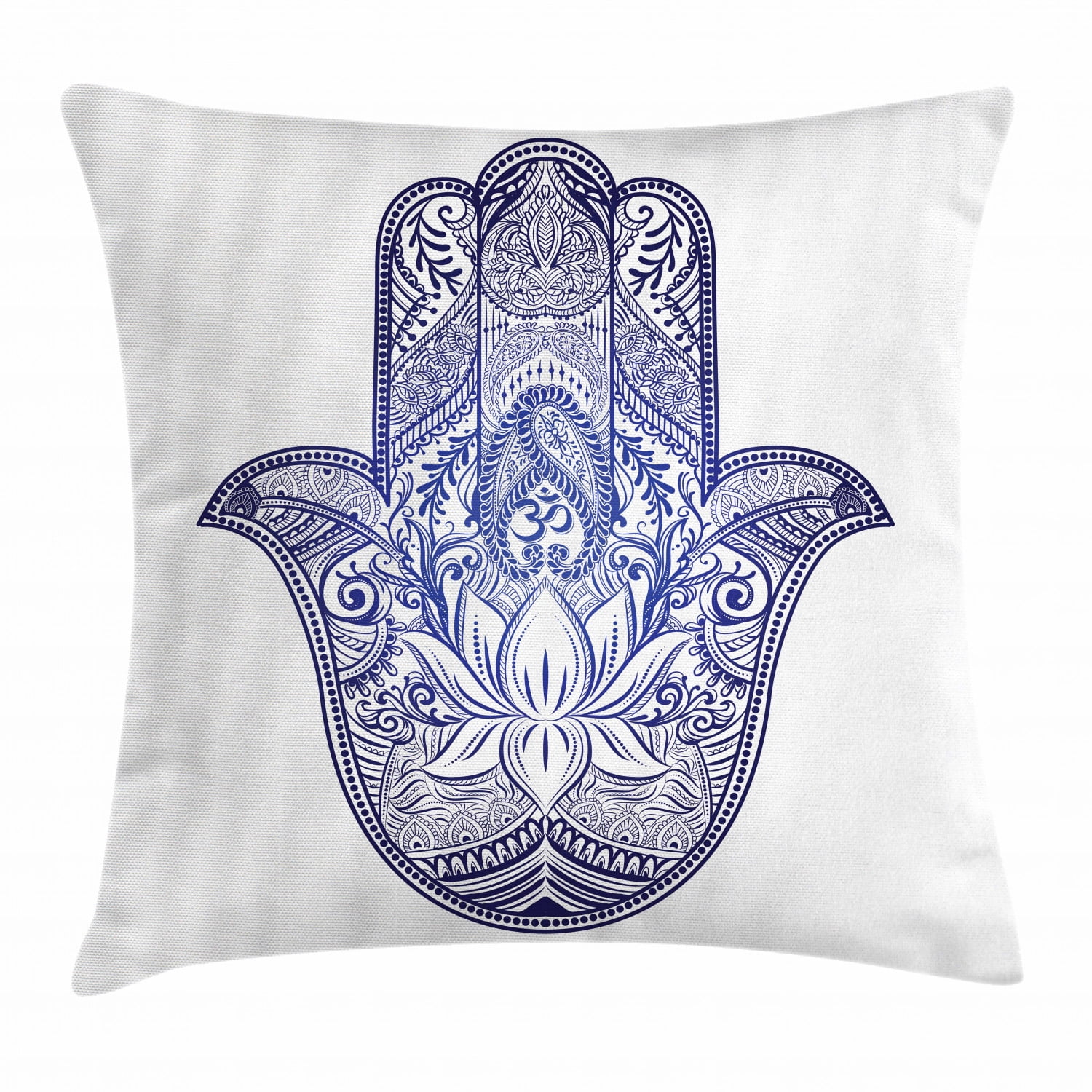Hamsa Throw Pillow Cushion Cover, Arabic Culture Motifs with Paisleys ...