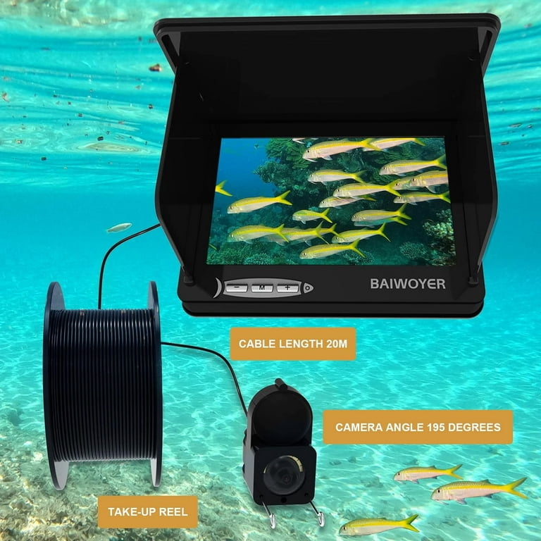 Underwater Fishing Finder, Portable Fish Finder Camera with 5 inch IPS  Monitor HD 1000 LM Infrared Waterproof Camera with 66ft Cable fit for Ice