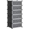 thumbnail image 1 of HOMCOM Organisateur de Rangement en Cube avec Portes, Armoire Modulaire 6 Cubes DIY Noir, 1 of 10