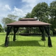 thumbnail image 3 of 13 x 10FT Outdoor Patio Gazebo Canopy Tent with Ventilated Double Roof and Mosquito Netting, Heavy Duty Outside Sunshade for Lawn, Garden, Backyard and Deck, 3 of 9