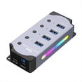 thumbnail image 2 of Concentrador USB 3.0 de 4 Puertos, Adaptador USB, Divisor USB con Interruptores de Encendido y Apagado LED Individuales, Extensor RGB 4 en 1 para Computadora Portátil, 2 of 5