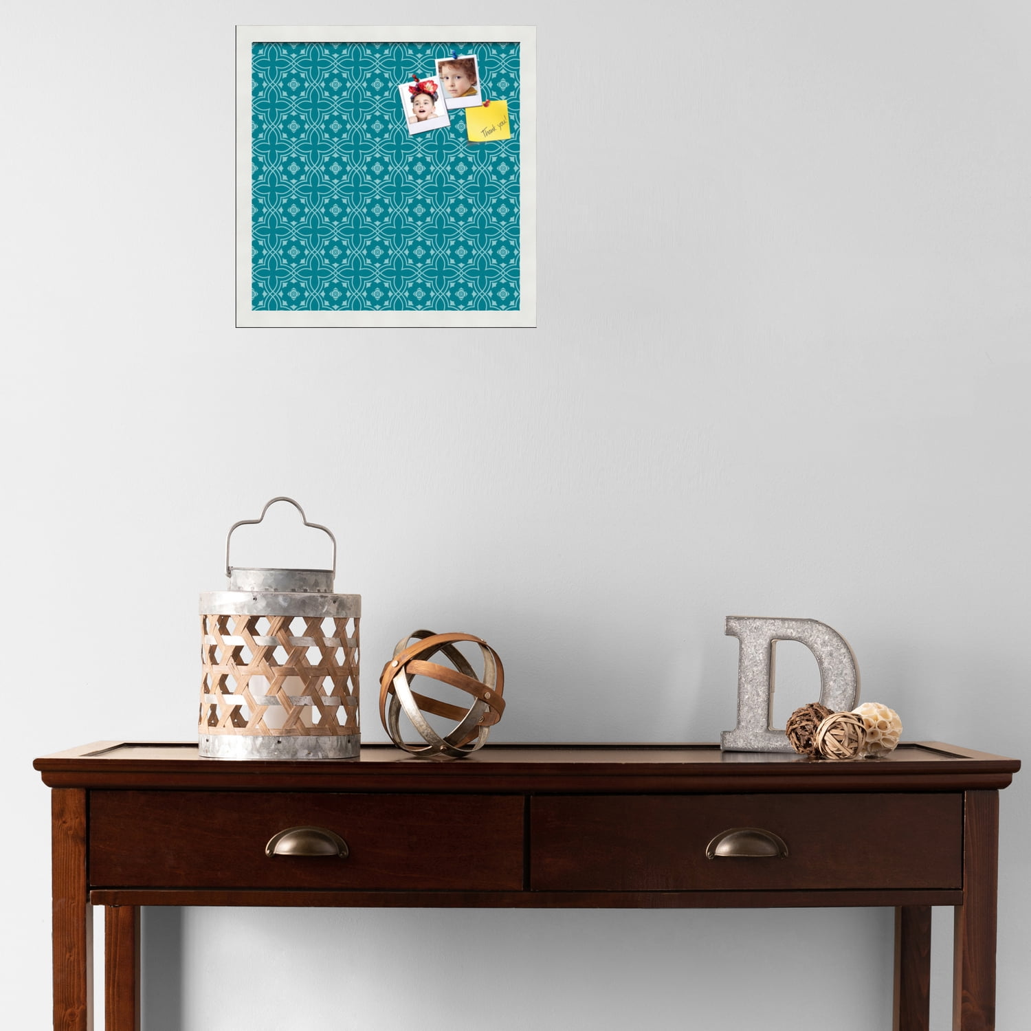 PinPix ArtToFrames 14x14 Custom Cork Bulletin Board    Poster Board Has a Fabric Style Canvas Finish, Framed in Satin White Frame (PinPix-596)