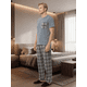thumbnail image 4 of Pijama Hombre 2 Piezas Unitalla, Playera Suave con Bolsillo y Pantalón a Cuadros, Comodidad Total para Descanso, 4 of 5