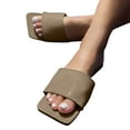 thumbnail image 4 of Cathalem Women's Square Open Toe Slide Sandals Backless Summer Flats Sandals,Bronze 41, 4 of 4