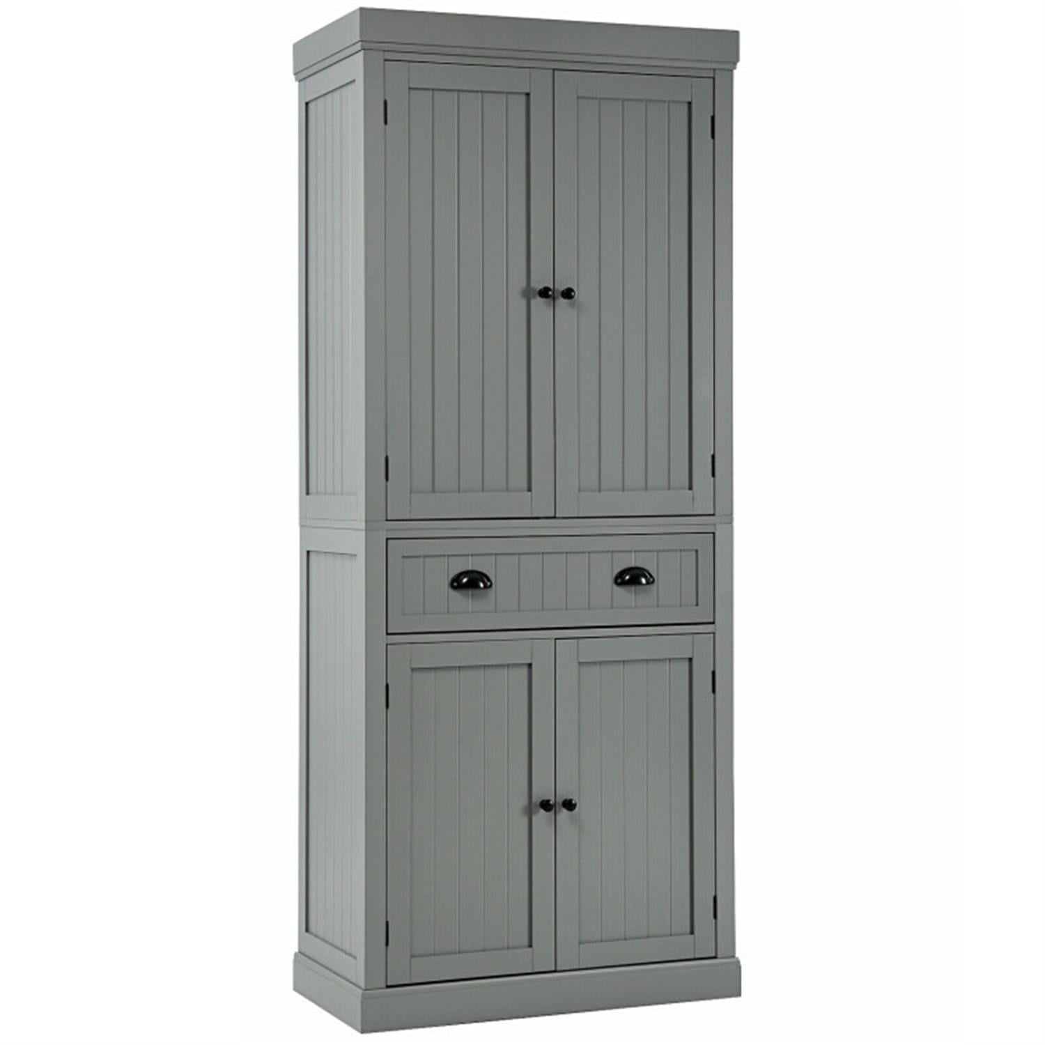 Demi Bonn 72" Cupboard Freestanding Kitchen Cabinet with Doors and Drawer, Accent Storage Cabinet, Pantry Cabinet with Adjustable Shelves, Gray