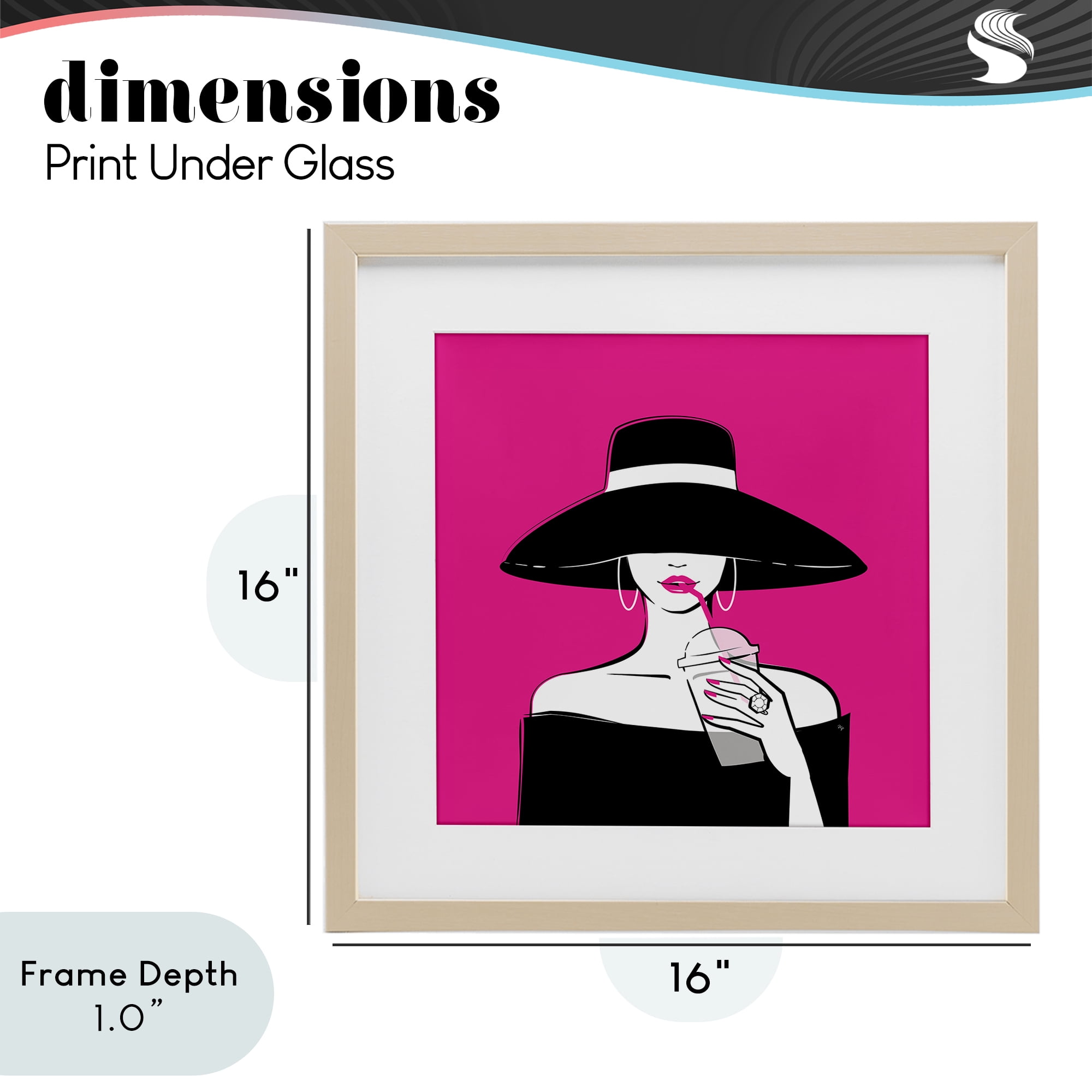 Stupell Industries Black Hat Glamourous Woman Birch Framed Print Under Glass, design by Martina Pavlova