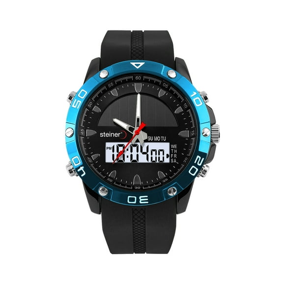 Reloj De Hombre Análogo y Digital Steiner con Panel Solar Water Resist 5 Atm Azul