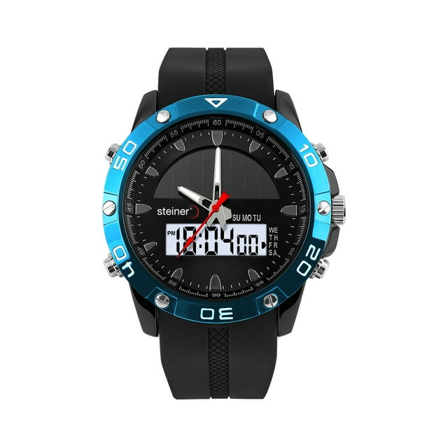 Reloj De Hombre Análogo y Digital Steiner con Panel Solar Water Resist 5 Atm Azul