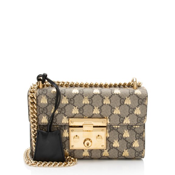 Pre-Owned Gucci GG Supreme Bee Padlock Small Shoulder Bag