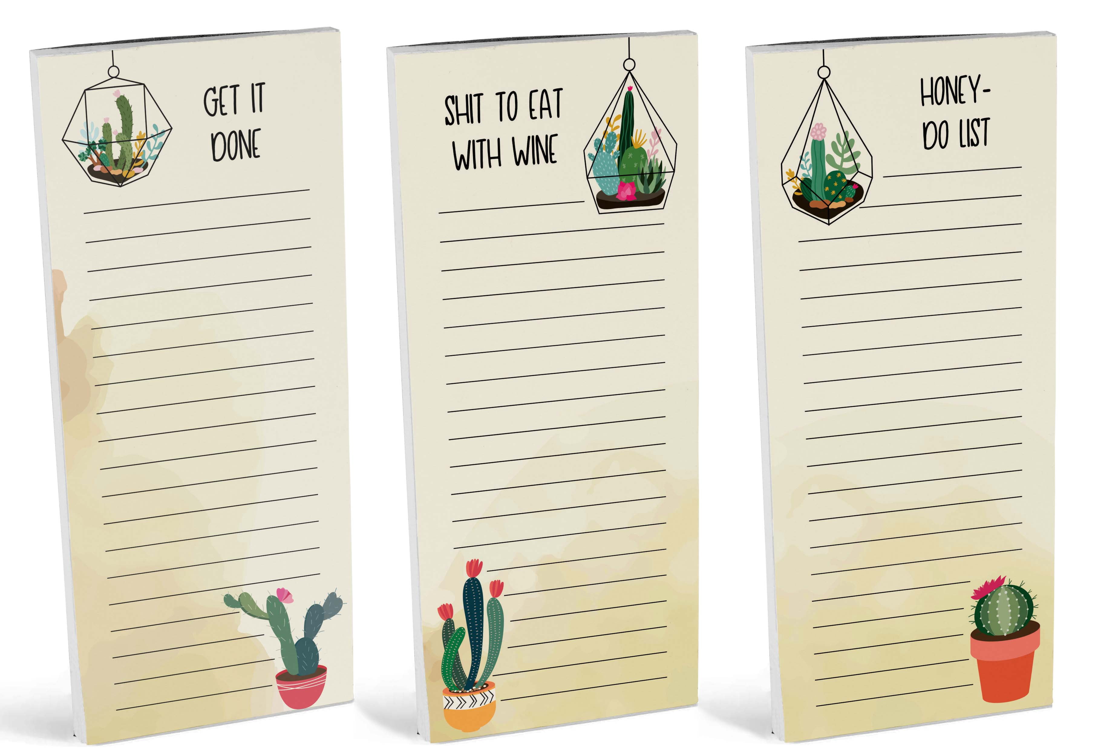 Inkdotpot Pack of 3 Magnetic Fridge To-Do List Notepads- Magnetic Memo Pads For Refrigerator-(50 Sheets Each)-PK
