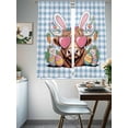 thumbnail image 4 of Easter Sheer Curtains 72 Inch Length 2 Panels for Living Room, Spring Bunny Cow Carrots Colorful Egg Blue Plaid Voile Kitchen Curtain Set, Luxury Privacy Drapes Window Treatment for Bedroom, 4 of 7