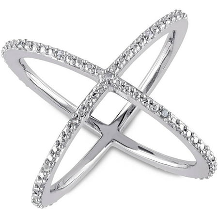 Miabella 1/10 Carat T.W. Diamond Sterling Silver Criss-Cross Ring