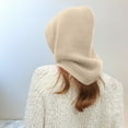 thumbnail image 3 of Xfvqtps Womens Hooded Scarf Hat Set Ear Protection Knit Adjustable Drawstring Solid Color Simplicity Outdoor Versatile Neck Warm Fall Winter Beanie Hat Beige, 3 of 4