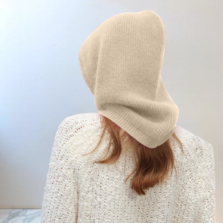 Women Winter Knit Beanie Hat with Drawstring Hooded Scarf for Warmth Winter Hats for Women, Warm Hooded Scarf Hat for Women  main image 2