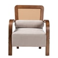 thumbnail image 3 of Baxton Studio Classic Rubber Wood Polyester PE Rattan Solid Print Armchair, Walnut Brown, 3 of 9