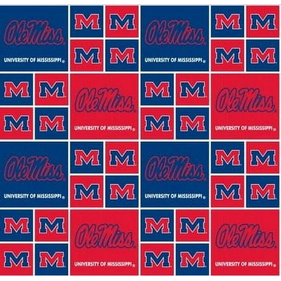 University of Mississippi Fine Cotton Classic Geometric Design-Sold by the Yard