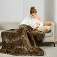 thumbnail image 3 of Kuscheln Leopard Print Blanket Fleece Throw for Bed Sofa Travel and Camping, Super Soft Cozy Fluffy Plush Cheetah Print Blanket for All Seasons (Dark Brown), 3 of 7