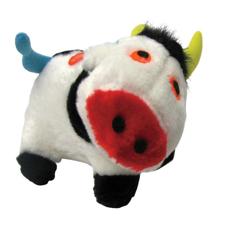 Diggers Multicolored Cow Plush Dog Toy Large