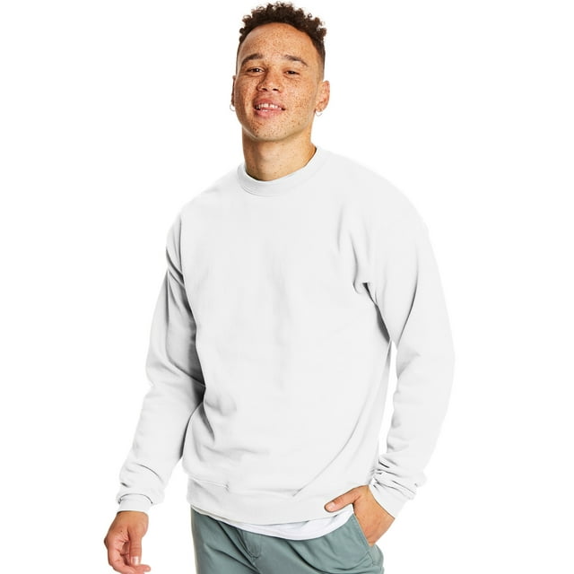 Hanes Chandail Molletonné à Col Rond EcoSmart pour Hommes, P, Blanc