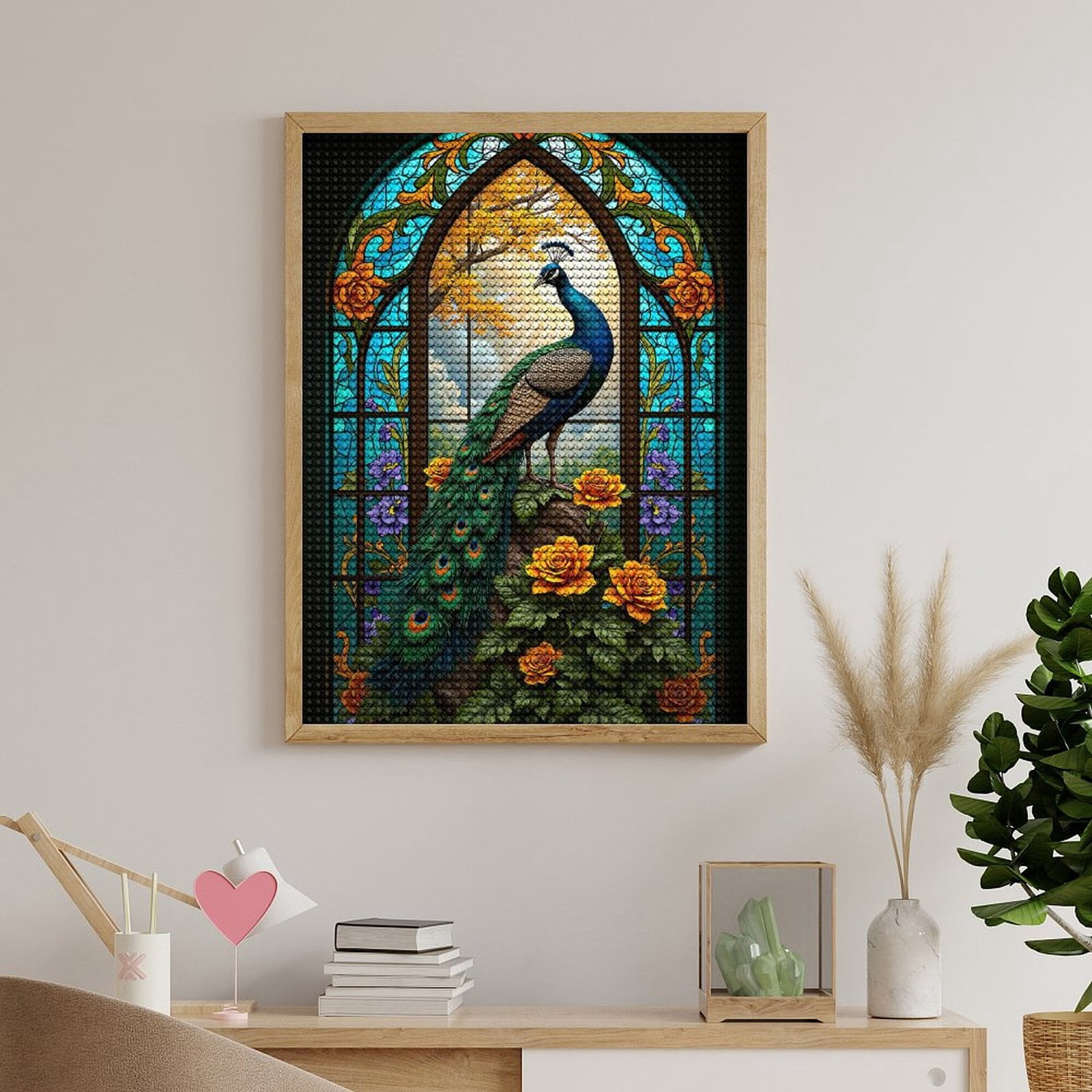 Diamond Art Kits for Adults, Majestic Bird Vibrant Stained Glass 5D Diamond Painting Kits for Adults Beginners, DIY Full Drill Diamond Painting, Gem Art and Crafts 12x16