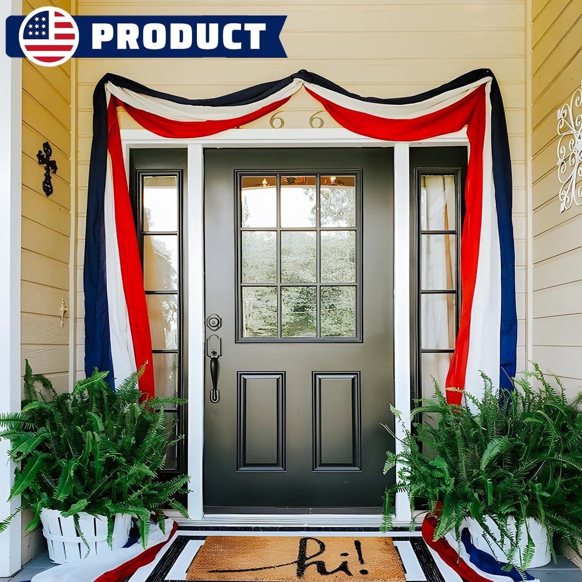 Tivamiko 1pcs 2x20ft Patriotic Bunting Flags: Red,White&Blue Outdoor Decor Banner for 4th of July, Garden, Porch