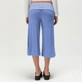 thumbnail image 4 of IYYVV Gaucho Pants Women Fold Over Cropped Capri Pants Low Rise Wide Leg Yoga Capris Palazzo Culotte Stretch Bottoms Blue XL, 4 of 6