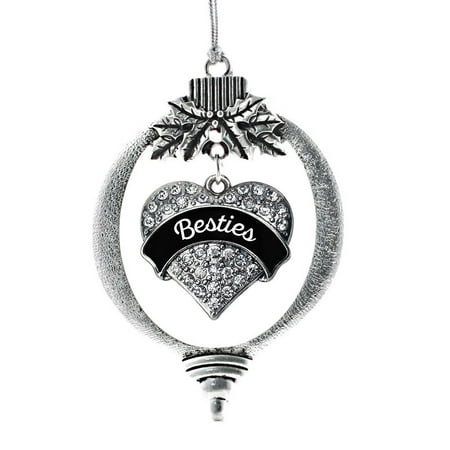 Black and White Besties Pave Heart Holiday Ornament For Best (Black And White Best Friends)