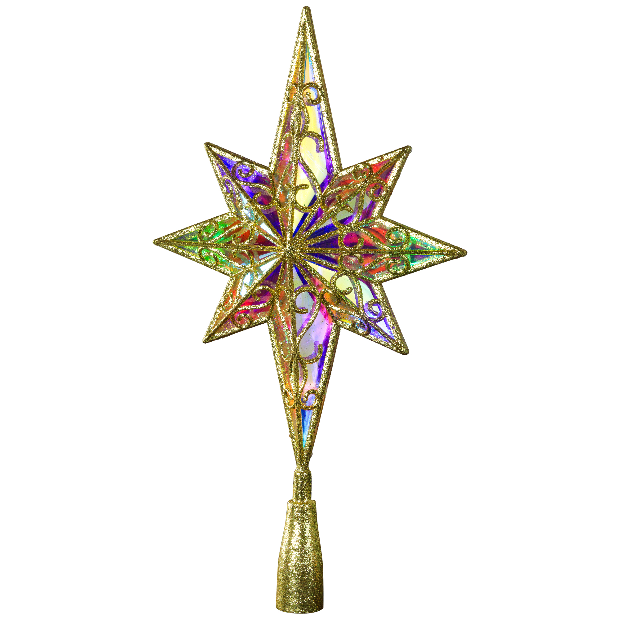 Northlight LED Glitter Star of Bethlehem Christmas Tree Topper - 14.5" - Gold - Multi Lights